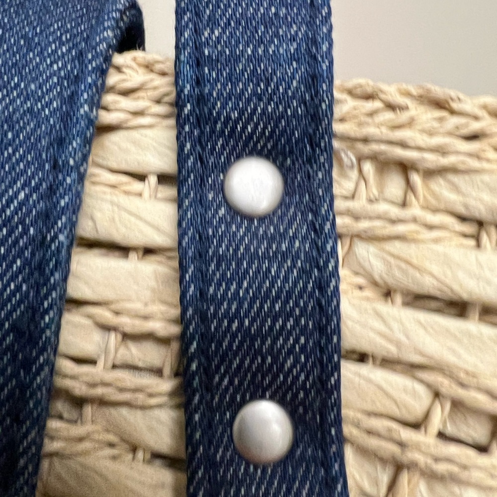 Kenneth Cole Reaction Denim and Straw Satchel, EUC - Picture 7 of 11